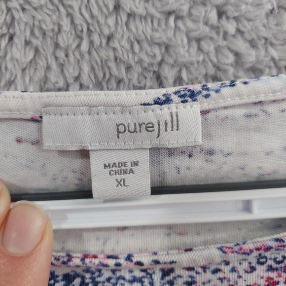 Pure Jill J Jill Asymmetric Tunic Top XL Cotton Modal Shirt Half Sleeve - Picture 3 of 12